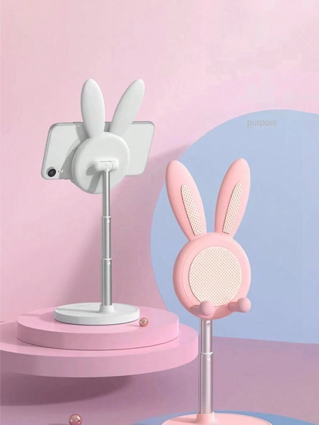 

1pc, 4pc mixed color one-piece cute phone stand, adjustable rabbit phone stand, cute rabbit desk phone stand, compatible with al