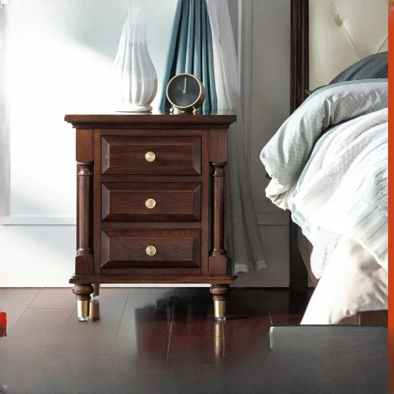 درج تخزين بجانب السرير، طاولة بجانب السرير، خشب متين، أثاث أمريكي فاخر، خزانة صغيرة #3