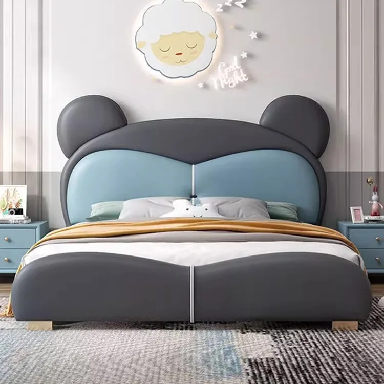 Cartoon girls single princess bed 1 meter 2 boys bed bedroom 1.5 meters girls storage leather beds