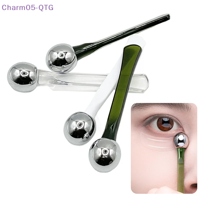 熱い！ 両端ローラーマッサージスティックアイクリームアプリケーター化粧品スパチュラ抗しわフェイシャルスプーン合金フェイススキンケアツール