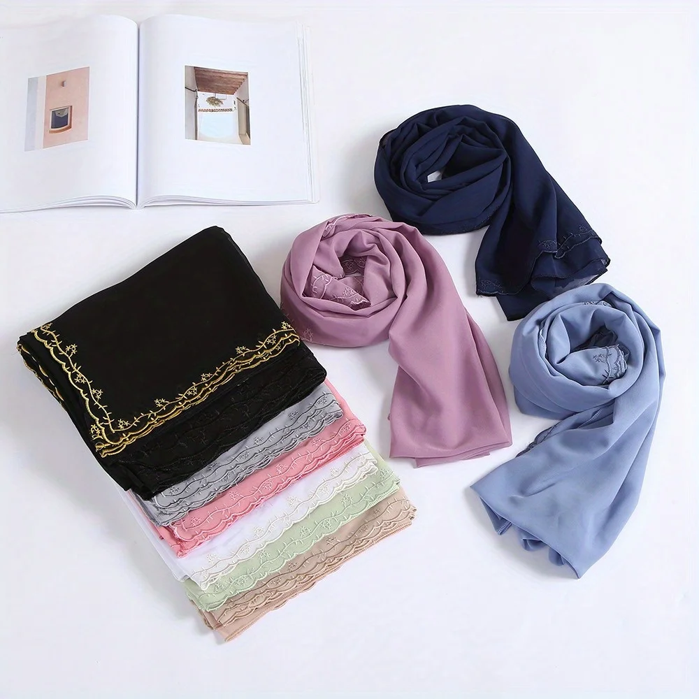 Chal de gasa de Color liso, chal informal de moda