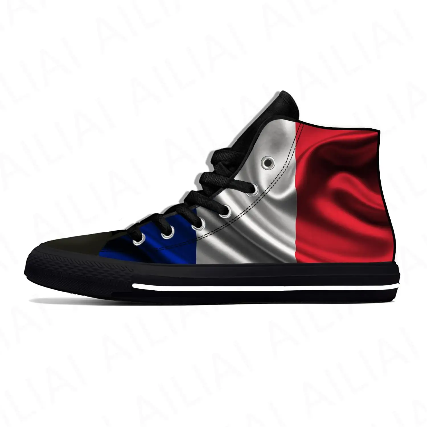 France French Flag Patriotic Pride Fashion Funny Casual Cloth Shoes High Top Lightweight Breathable 3D Print Men Women Sneakers