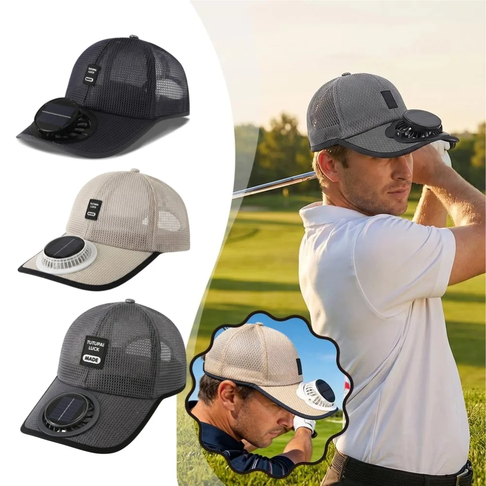 Unisex Solar Fan Baseball Cap USB Rechargeable Cooling Sun Protection Mesh Hat for Summer Travel Outdoor Leisure Sports Caps
