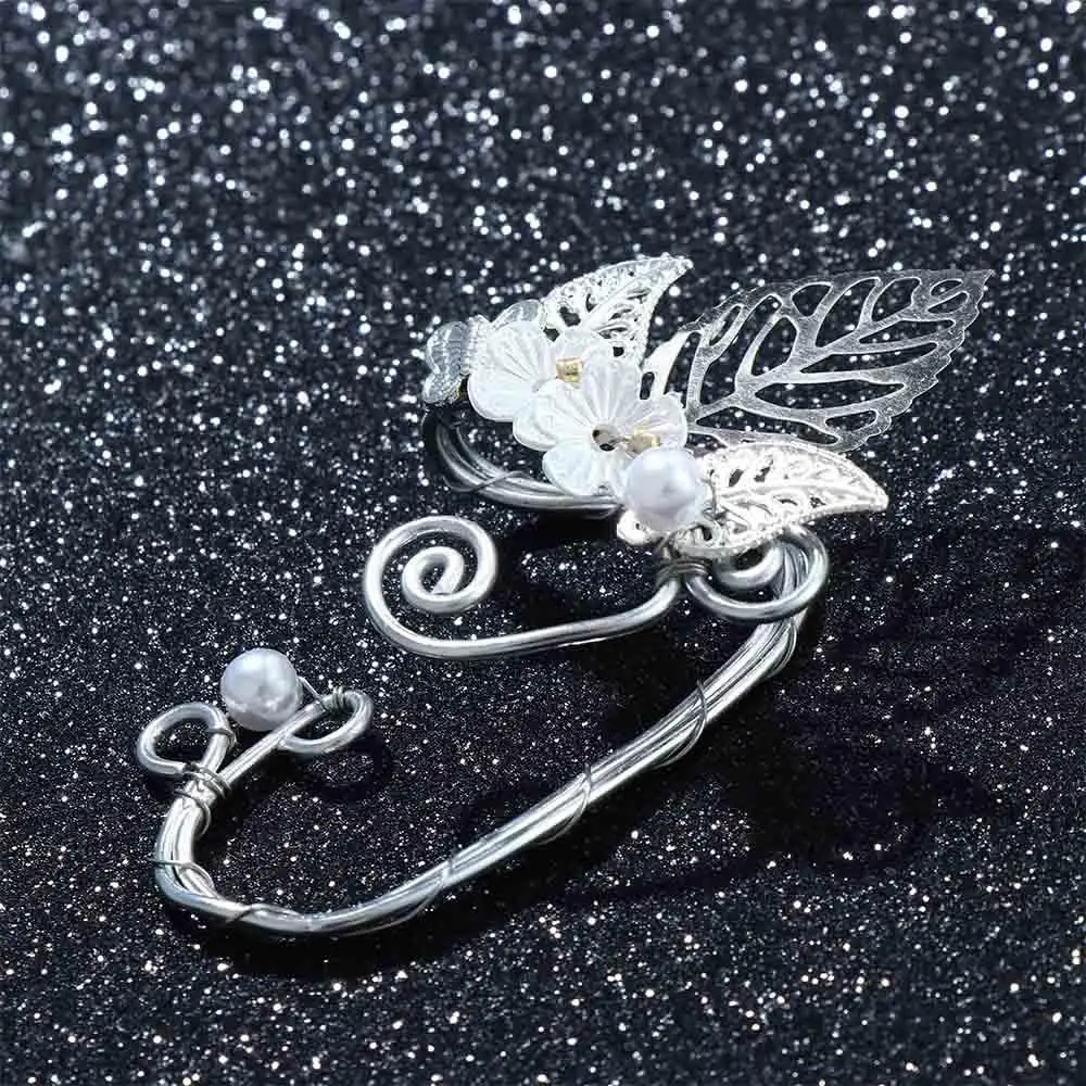 جميل عصري شيك قزم مجوهرات جوفاء غير ثقب زهرة اليسار اليمين الأذن قرط كبس الإكسسوارات أقراط الأذن الكفة