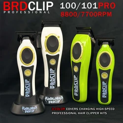 BRDCClip-プロの美容師用バリカン,ベース付きトリマー,100pro,101pro,8800rpm,3カバー