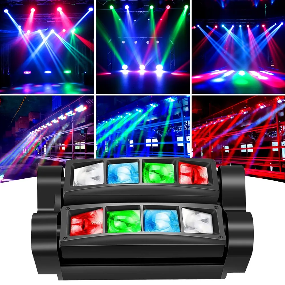 LED Eight-eyed Spider Light Cross-border Supply Ktv Ambient Flash Stage Bar Shaking Head Beam of Rotating