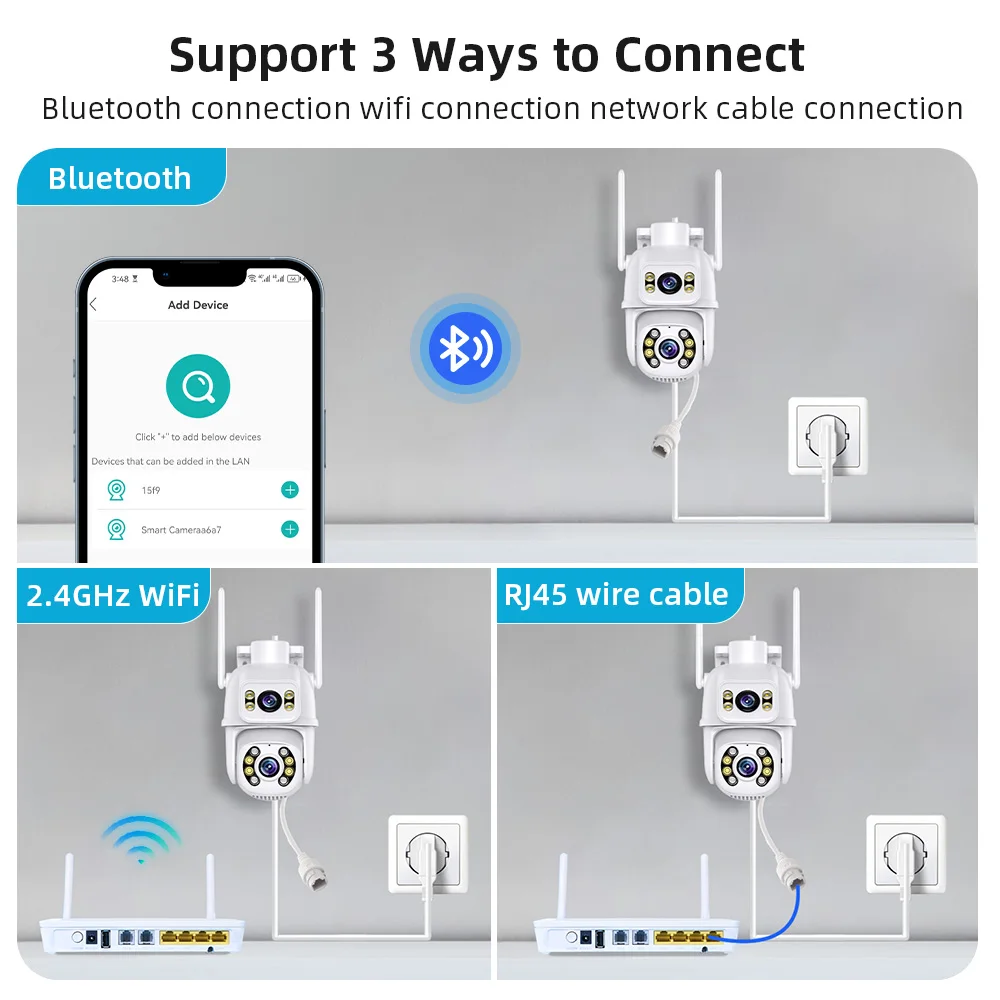 8MP Wifi Security Camera PTZ Dual Lens AI Auto Tracking Wireless CCTV Outdoor Surveillance Cameras IP Camera Night Vision iCSee