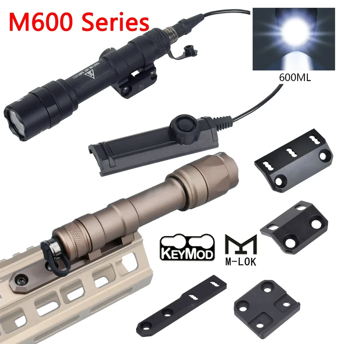 

Airsoft Surefire M600C LED Flashlight M600 Series Scout Torch Fit 20MM Rail Air MLOK KEYMOD Mount Hunting M600B Weapon Gun Light