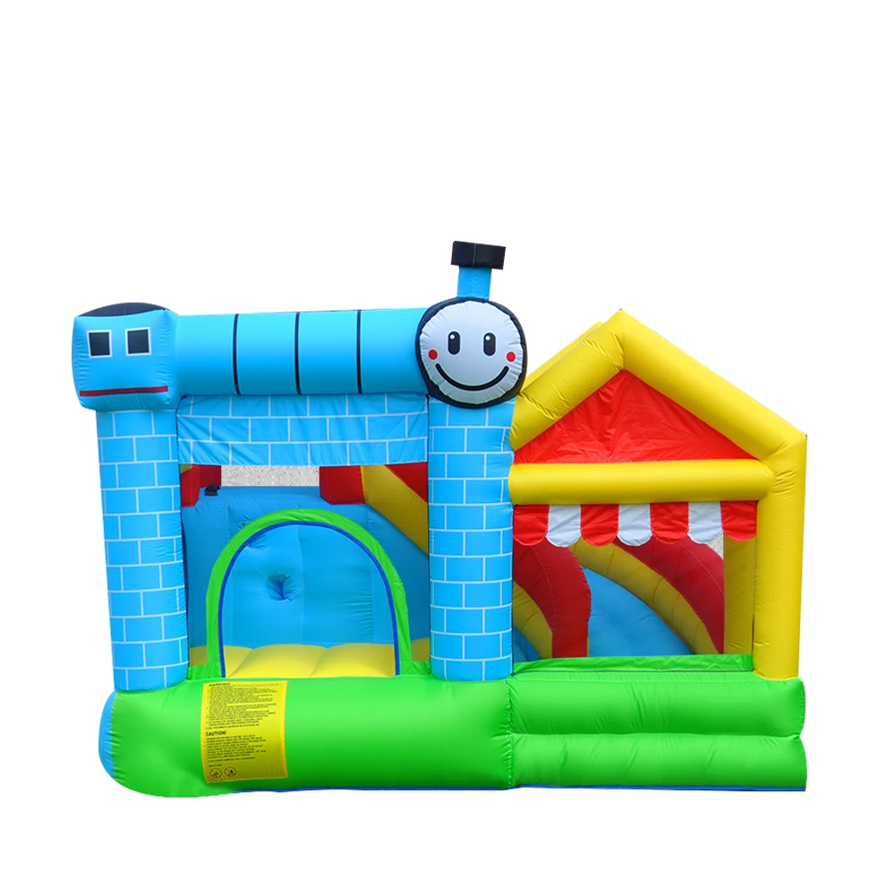 Trampoline gonflable en forme de Train, Compact et facile à ranger, petit château gonflable pour usage domestique pour enfants