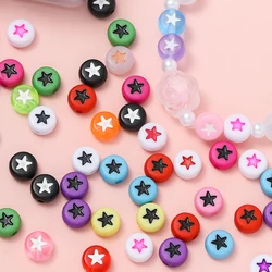 100pcs/Lot Colorful Acrylic Star Beads 7mm Flat Round Letter Spacer Bead for Bracelet Necklace Earrings Jewelry Making Supplies