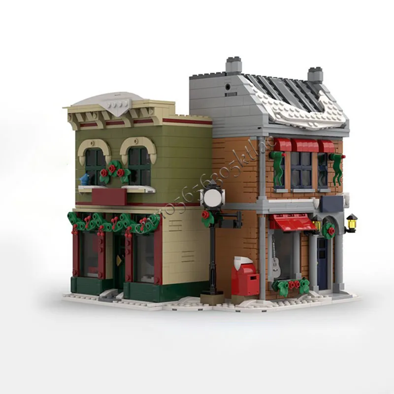 1268 pçs moc venda quente canto feriado principal rua bloco de construção retro arquitetura modelo exibição brinquedo crianças montagem presente aniversário