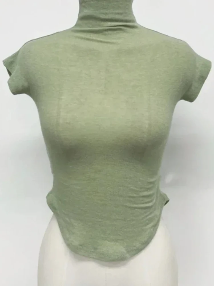 2026 Casual Summer T-Shirt Women Basic O Neck Woman Clothes Sexy Low Chest See Through Soft Slim Tops Tee Shirt Femme image 5