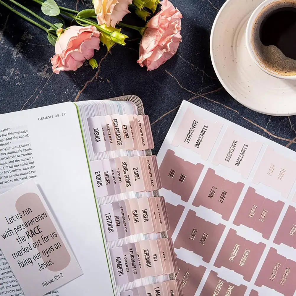 5 Sheets Bible Tab Large Letter Print PVC Bible Sticky Index Label Book Page Marker Sticker Bible Study Journaling Accessories