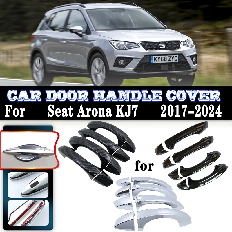 For Seat Arona KJ7 2017~2024 Luxurious Car Door Handle Covers Exterior Scratch Anti-rust Protective Decor Covers Car Accessories