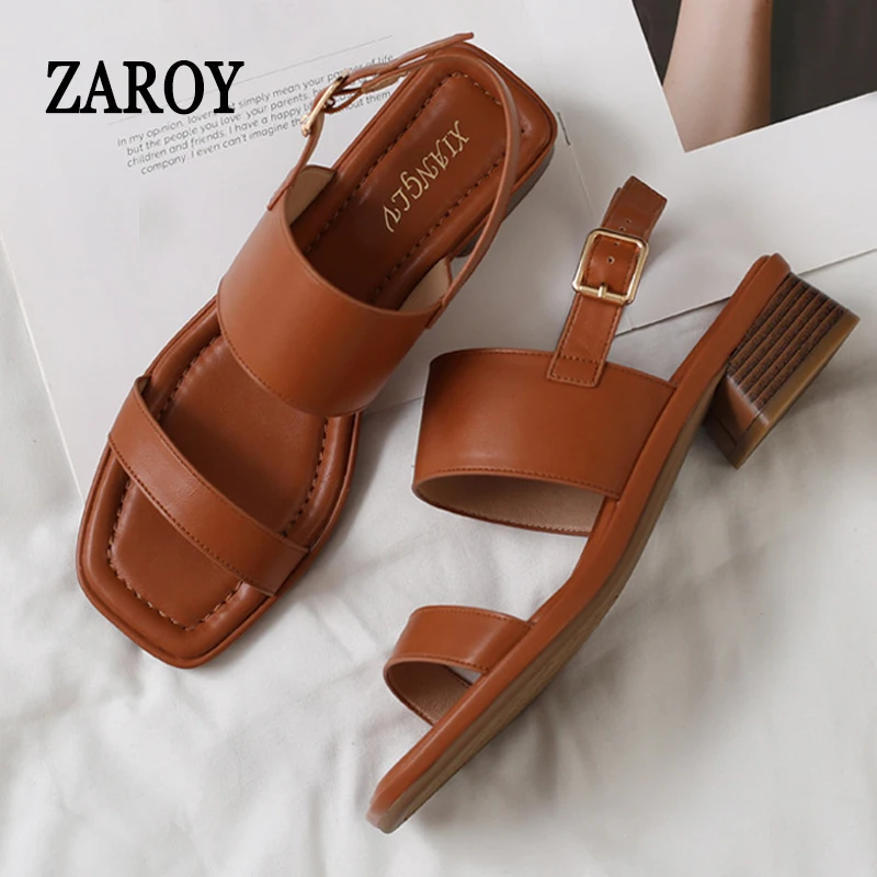 

Женские сандалии ZAROY с узким ремешком, квадратный каблук 5 см, открытый носок, ремешок на щиколотке, туфли-лодочки больших размеров, дизайнерский бренд, для банкетов и свадеб