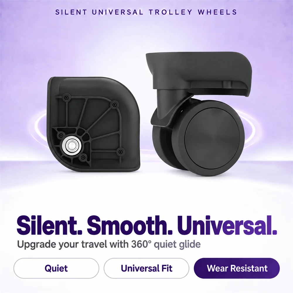 Universal Silent Luggage Wheels, 360° Spinner Caster Wheels for Suitcase Trolley Bag, Smooth Rolling Durable Replacement Travel