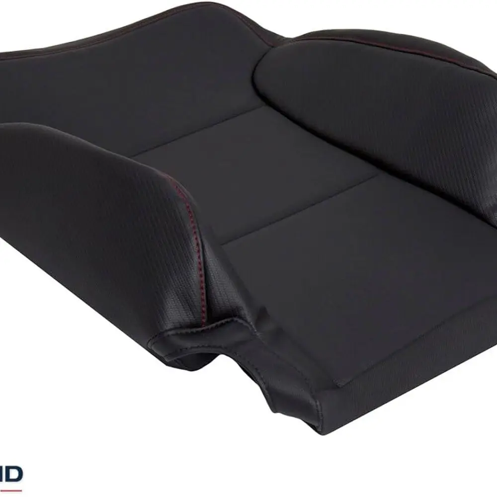 أغطية مقاعد من الجلد الطبيعي لسيارة جي إم سي سييرا 2014-2019 لجميع التضاريس، باللون الأسود مع لمسات من ألياف الكربون #4