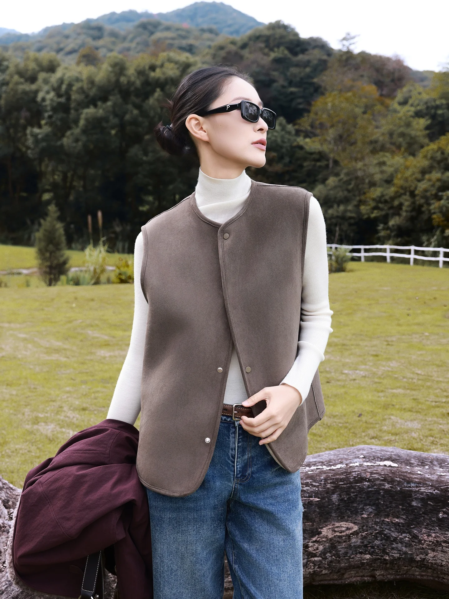 

Женская двусторонняя утепленная жилетка Jieji Zhang из хлопка, осенне-зимняя, модная, для повседневной носки, с круглым вырезом, короткое пальто