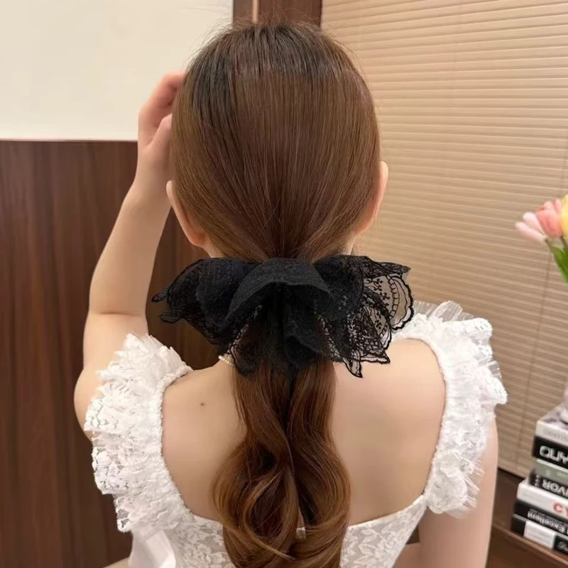 

1 Pcs Women's Hair Scrunchies Lace Sweet Cute Elegant Fashionable Double-layer Head Ties Lolita Kawaii Hair Accessories Girl