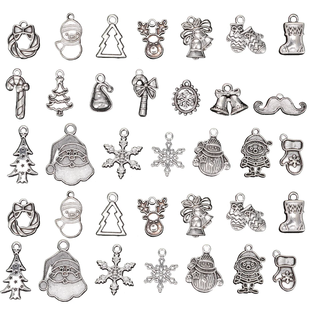 

63Pcs Christmas Alloy Pendant Charms for DIY Jewelry Making Santa Claus Theme Creative Necklace Key Chain Accessories Festival