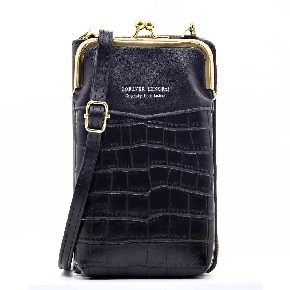 Women's Cross-Body Bag Korean Style Stone Pattern Wallet Zipper Change Mobile Phone Bag Vertical New
