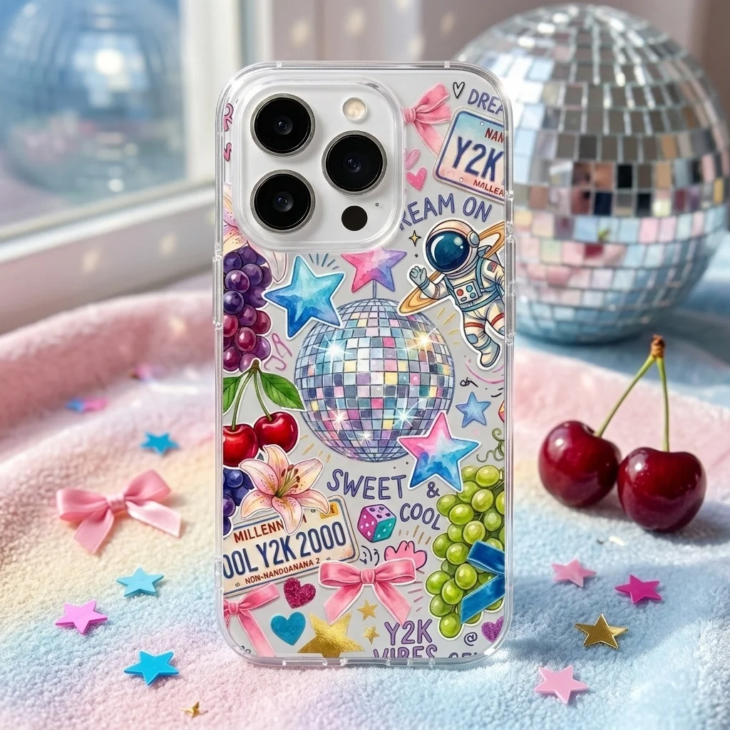 Phone Cases Aesthetic - Y2K Disco-Ball-Aufkleber Handyhülle für iPhone 16