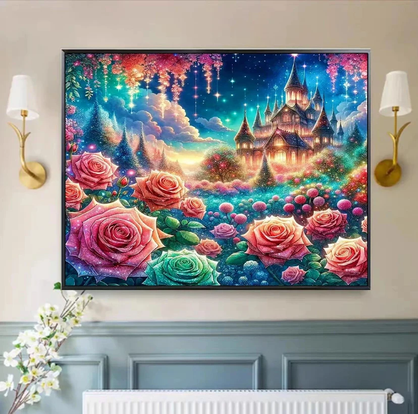 

9ct 75x75 см замок роза вышивка DIY наборы для вышивки крестом нитки наборы для рукоделия домашний декор ремесла