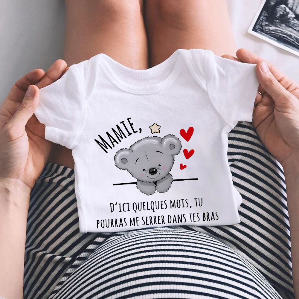 Grandma in A Few Months You Will Be Able To Hold Me in Your Arms Print Baby Bodysuit Pregnancy Announcement Outfit Infant Romper