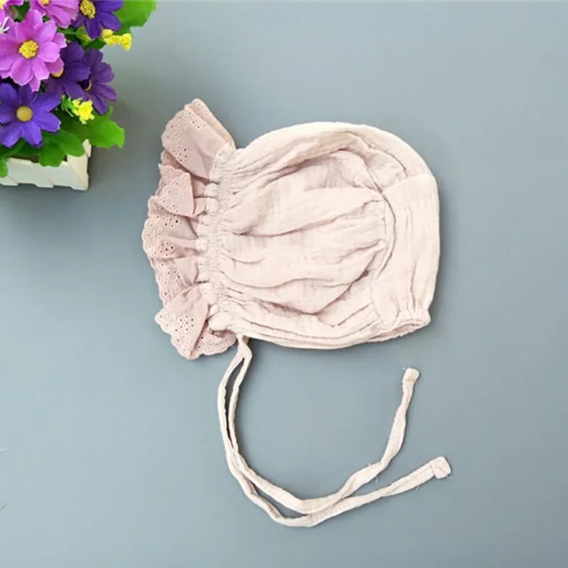 الوليد الطفل بنات بونيه قبعة الدانتيل القطن قصر القبعات الأميرة قبعة صور الدعائم الأطفال كوريا نمط الشاش قبعات الجنين لطيف