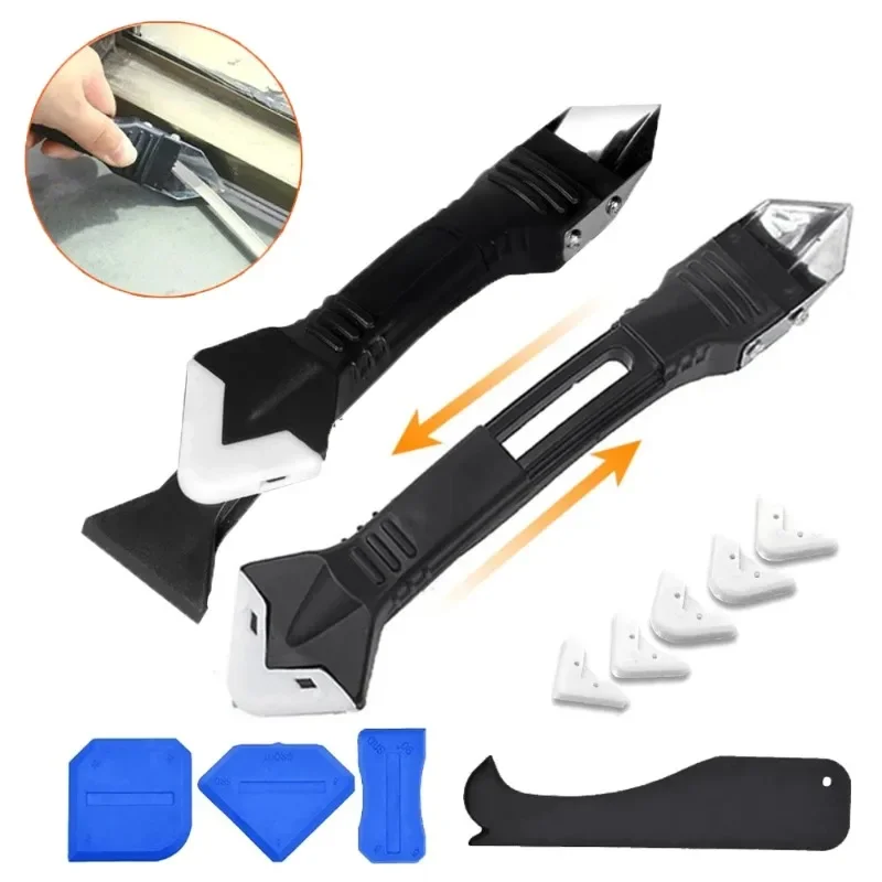 5 in 1 Silicone Scraper Sealant Smooth Remover Tool Set Caulking Finisher Smooth Grout Kit Floor Mould Removal Hand Tools Set