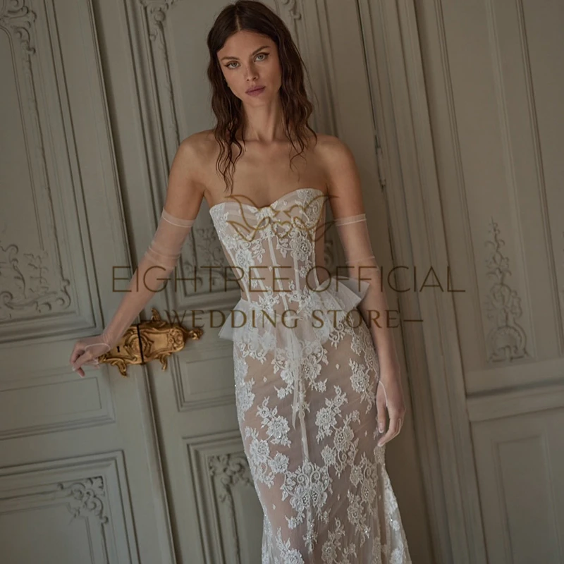 Eighttre elegante abito da sposa lungo con applicazioni in pizzo per le donne Sweetheart Boho abiti da sposa a sirena abiti da sposa personalizzati