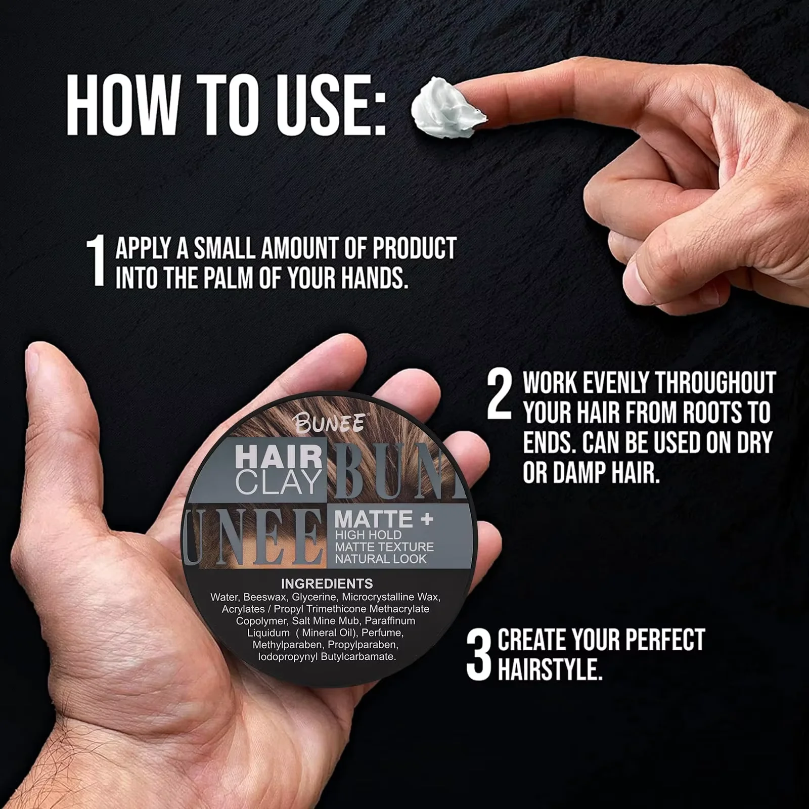 Pâte à cheveux finition mate pour hommes, à base d'eau, Texture mate, coiffeur, pommade en argile, idéale pour tous les cheveux masculins