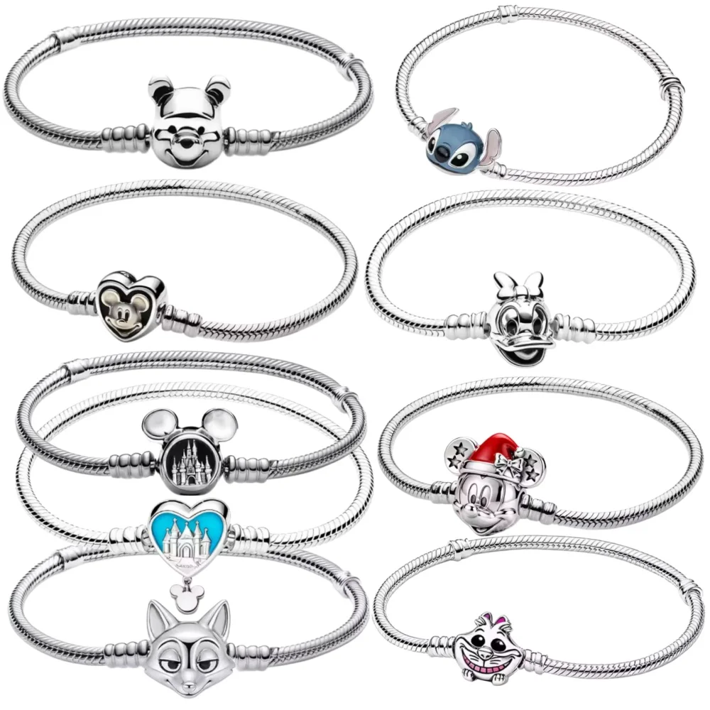 Nueva Pulsera de Cadena de Plata de Ley 925 con Diseño de Patos, Osos y Zorros de Dibujos Animados, Regalo de Navidad 2026, Joyería para Amantes