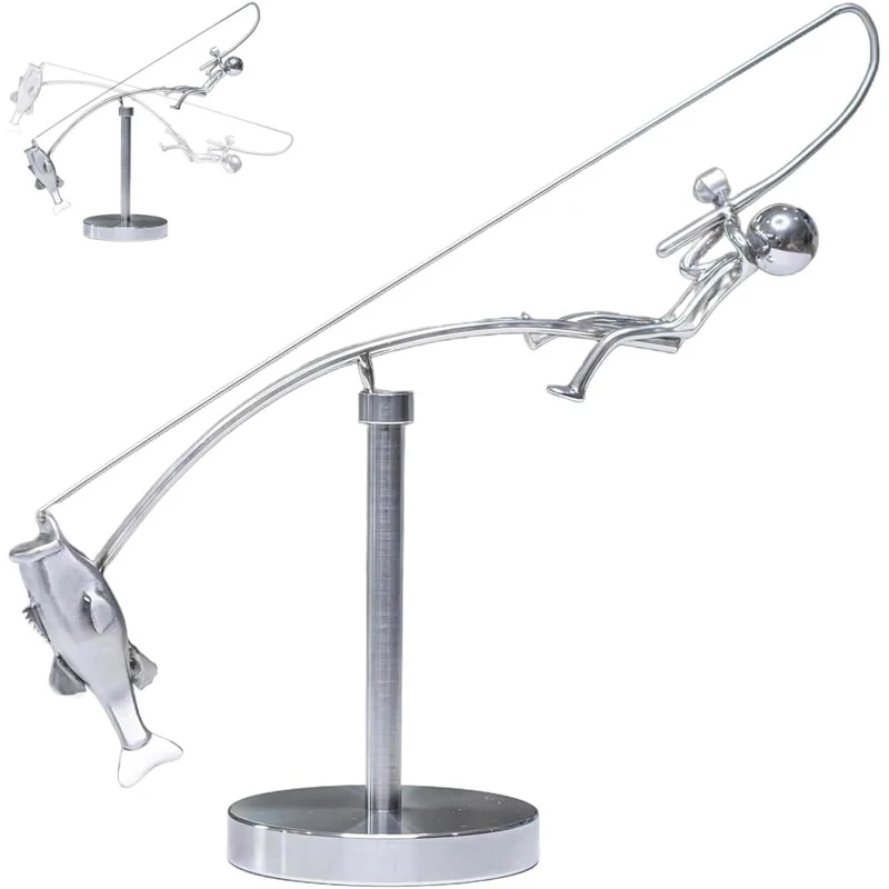 

Gravity Balance Fisherman Fishing Ornament Metal Fishing Model Aquarium Fish Aquarium Handicraft Exhibition