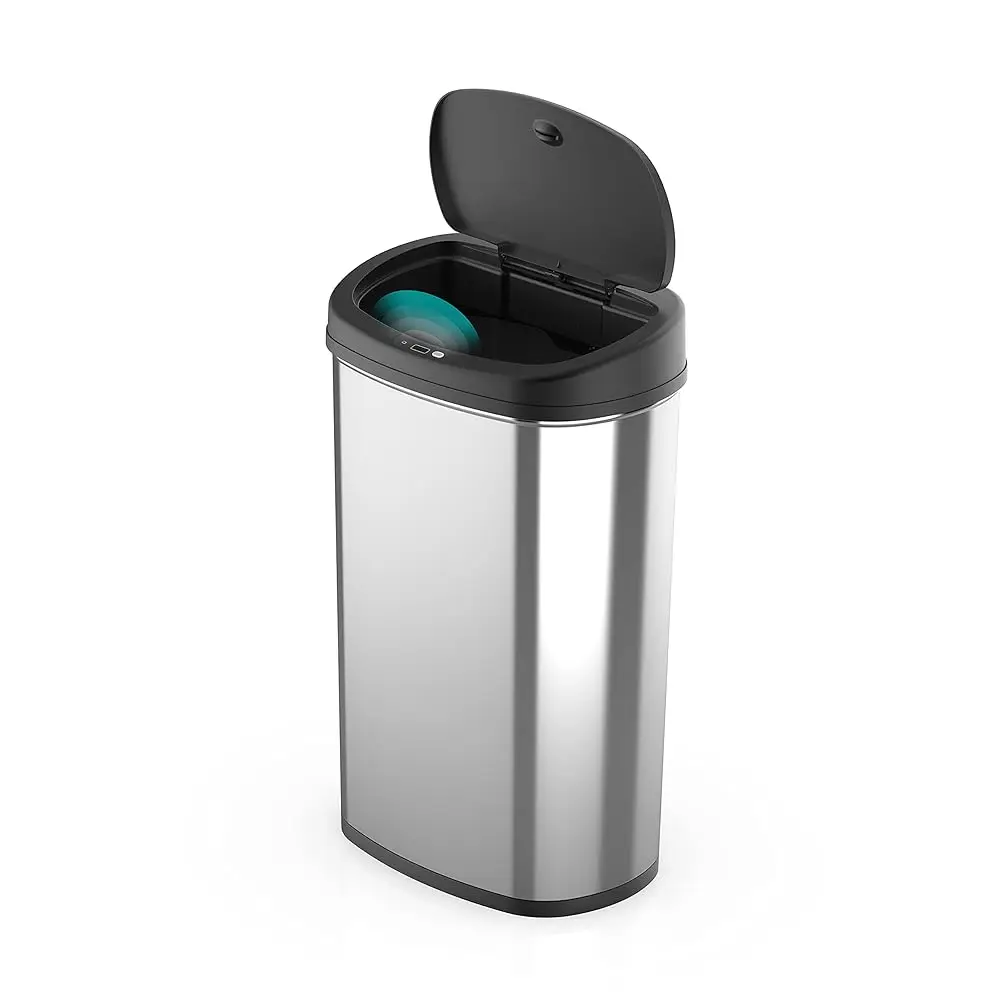 

13 Gallons / 50 Liters Automatic Touchl Motion Sensor Rectangular Trash Can For Home And Kitchen With Lid, Slow Close Stainl