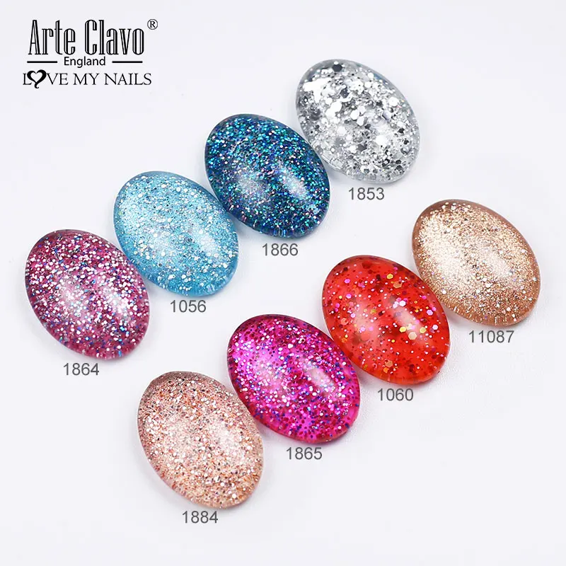 Arte Clavo Glitter Gel per unghie Bottiglia grande Soak Off Gel UV Vernice per unghie Manicure Top Base Coat Moda Gel Polish Decorazione artistica