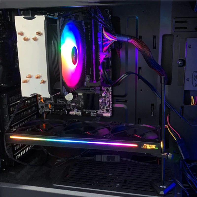 TEUCER VC-C270H ARGB GPU Bracket with 3Pin 5V Addressable Headers & Silent Cooling Fan for Most Graphics Cards