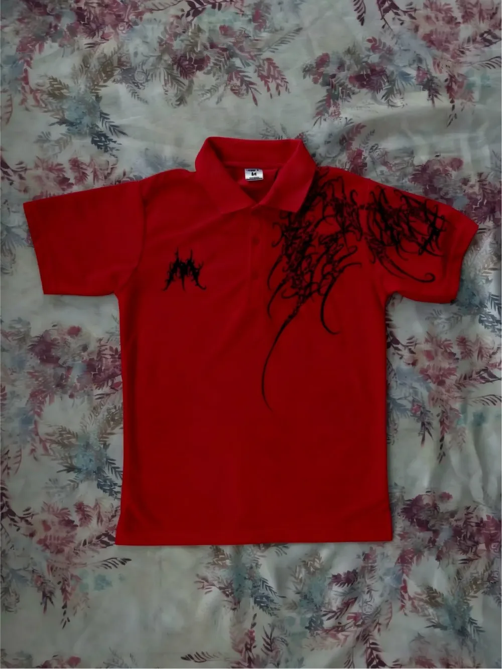 European and American men's summer personalized totem lip print soft and breathable polo short sleeved T-shirt outdoor casual to image 3