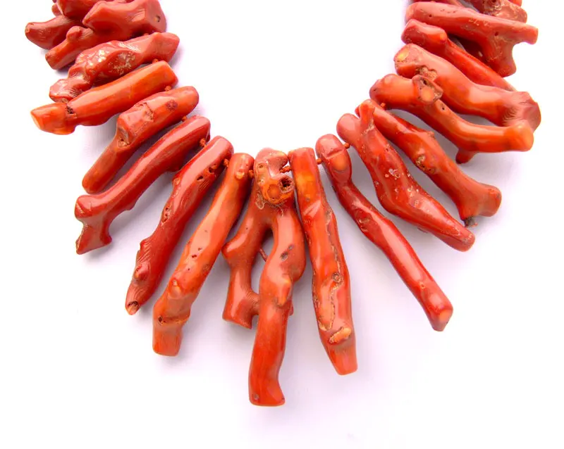 Qingmos Fashion Natural Red Coral Necklace for Women with 50-70mm Branch Shape Genuine Coral Necklace Jewelry 18\