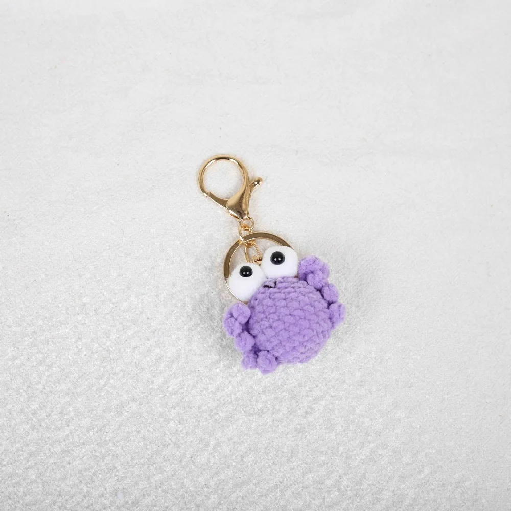Bag Pendant Crocheted Crab Keychain Handmade Cartoon Animal Crochet Keyrings Cute Soft Wool Knitted Pendant Backpack