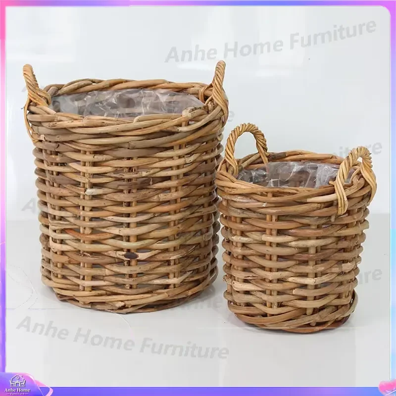 2pcs Eco Friendly Rattan Pet Bed Wicker Dog Cat House Soft Warm Nest Kennel Cage Flexible Design Storage Basket for Small