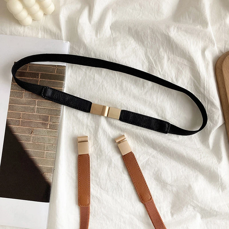 حزام جلد نسائي ، فستان ، قميص ، حزام ، إكسسوارات ديكور ، ختم خصر ، مرن ، إبزيم ذهبي ، كل مباراة ، حزام رفيع ، موضة