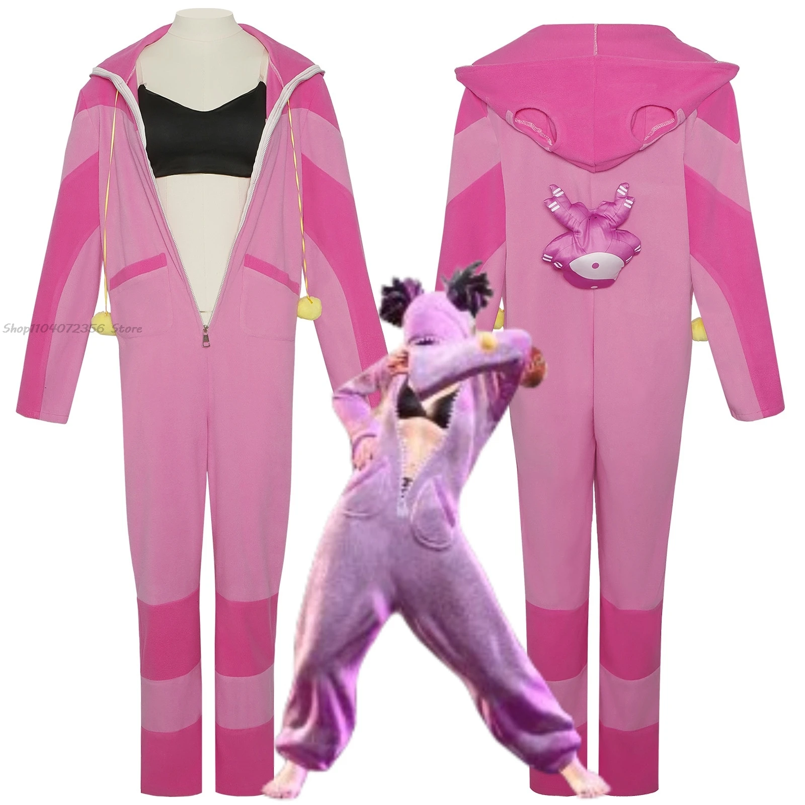 Game Street Fighter6 SF Han Juri Cosplay Costume Han Juri Pajamas Pink OnePiece Pajamas Women Girls Winter Pajamas Hallowen Suit