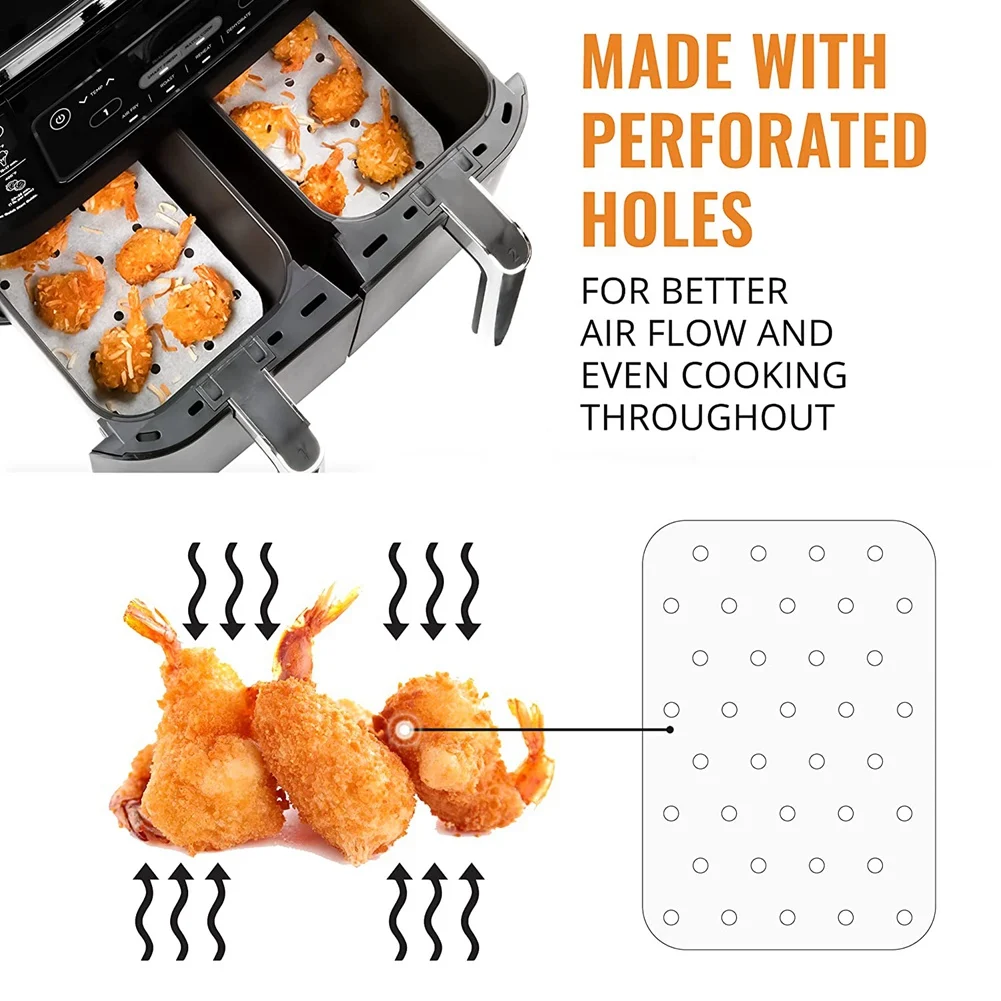 Бумага для фритюрницы A74X, пергаментные бумажные вкладыши для фритюрницы Ninja Foodi, двойная фритюрница DZ201, DZ401, бумажные вкладыши для фритюрницы