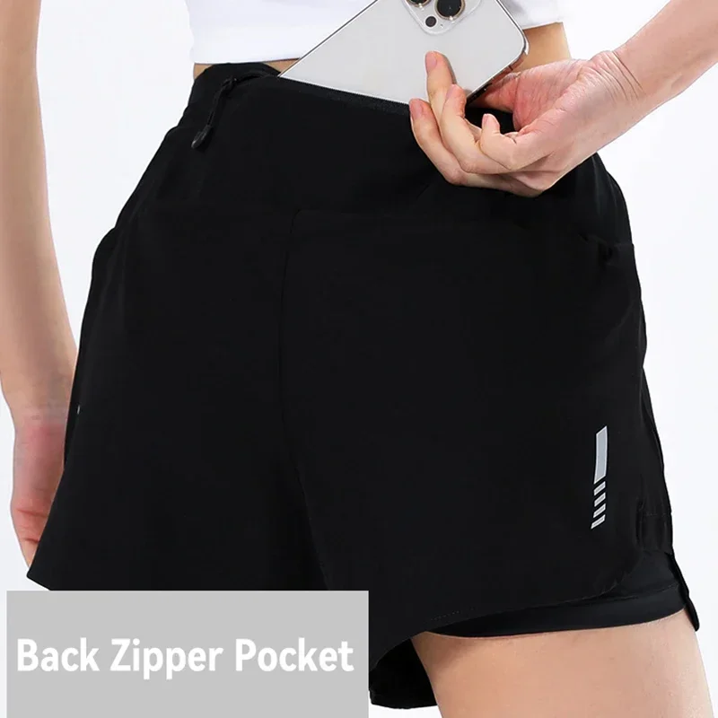 Quick Dry Fitness Shorts Women High Waist Reflective Yoga Running Shorts M 5XL