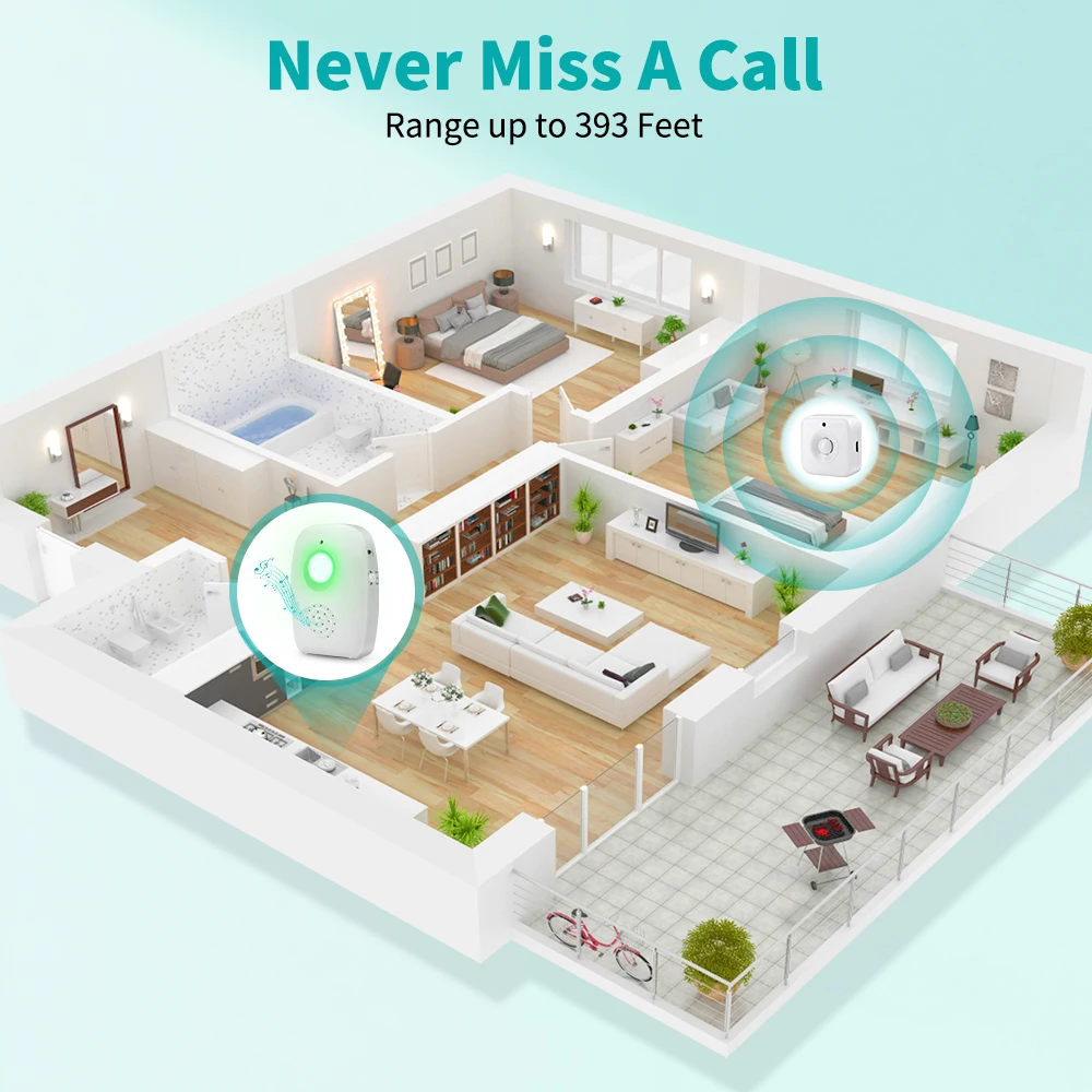 Hollarm Phone Ring Amplifier 3 Adjustable Modes Telephone Call Reminder 120m Receiving Range 18 melodies Receiver With Led Light