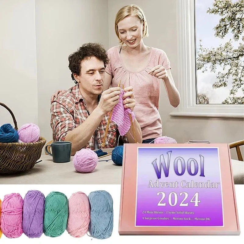 Advent Countdown Knitting Theme Calendar 2024 Christmas Countdown Calendar Knitting Wool Family Interaction Crocheting