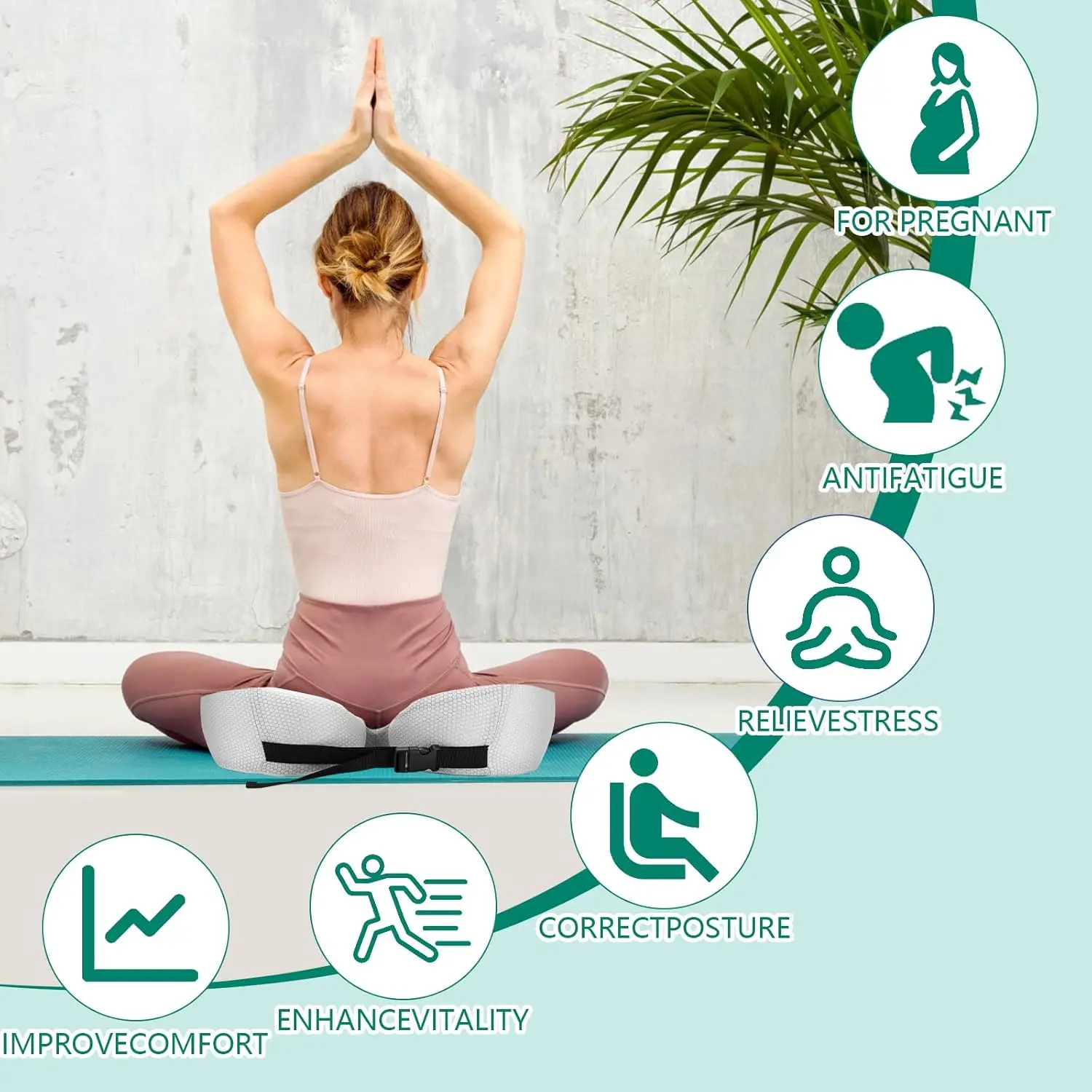 قطعة واحدة من وسادة العظام المصنوعة من إسفنج الذاكرة على شكل قطعة واحدة، وسادة كوكس مريحة، عرض وسادة مقعد قابل للتعديل، للمكتب والسيارة