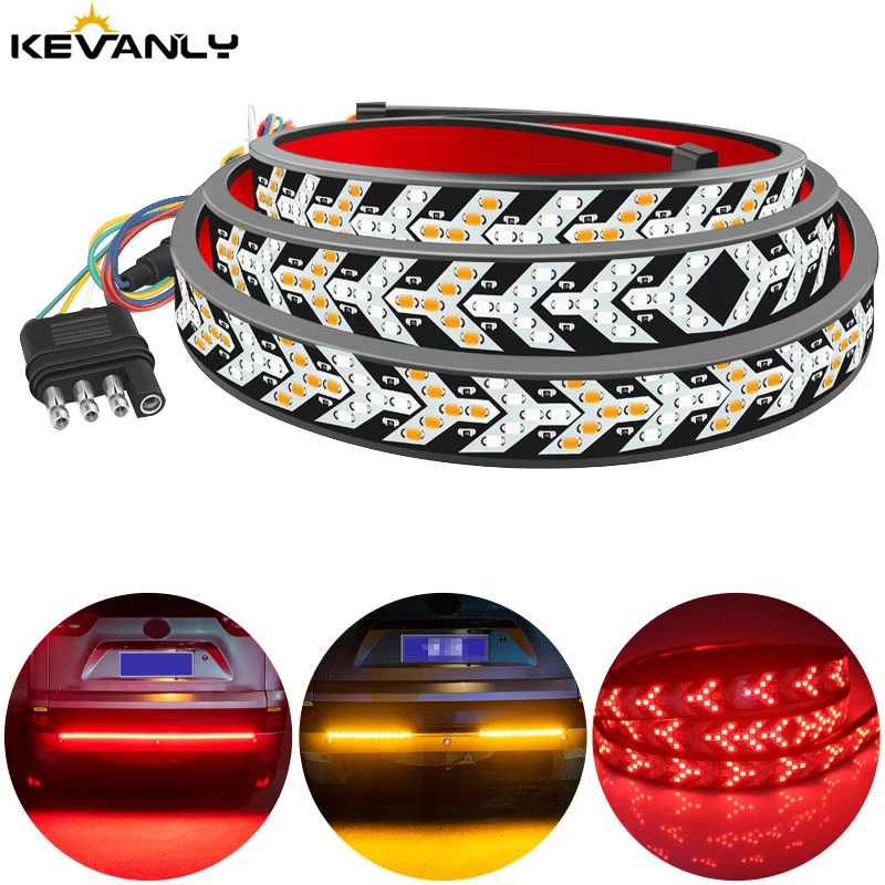 

12V Car Truck Pickup Tail Light LED Strip Light Rear Tail Flexible Turn Signal Light Bar DRL Reverse Brake Stop Light Red Yellow
