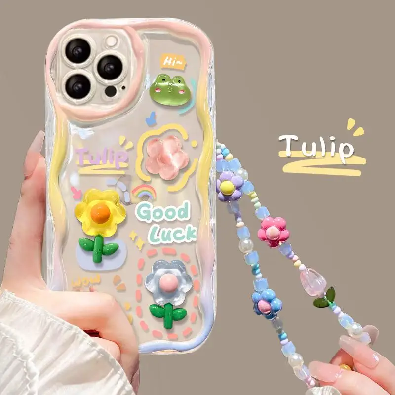 3D Flower Chain Case For Infinix Note 30 Hot 30I 30 40i 40 20 20i 12 9 Play Smart 8 7 6HD TECNO Spark GO 20 20C ZERO30 Cover